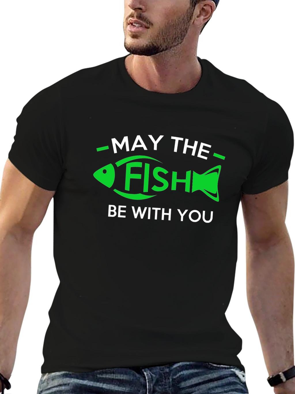 May The Fish Be With You Black T-Shirt