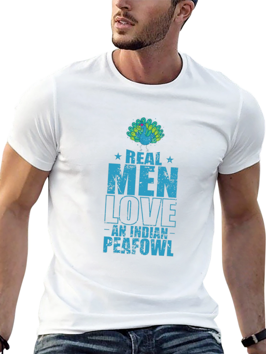 Real Men Love Indian Peafowl T-Shirt