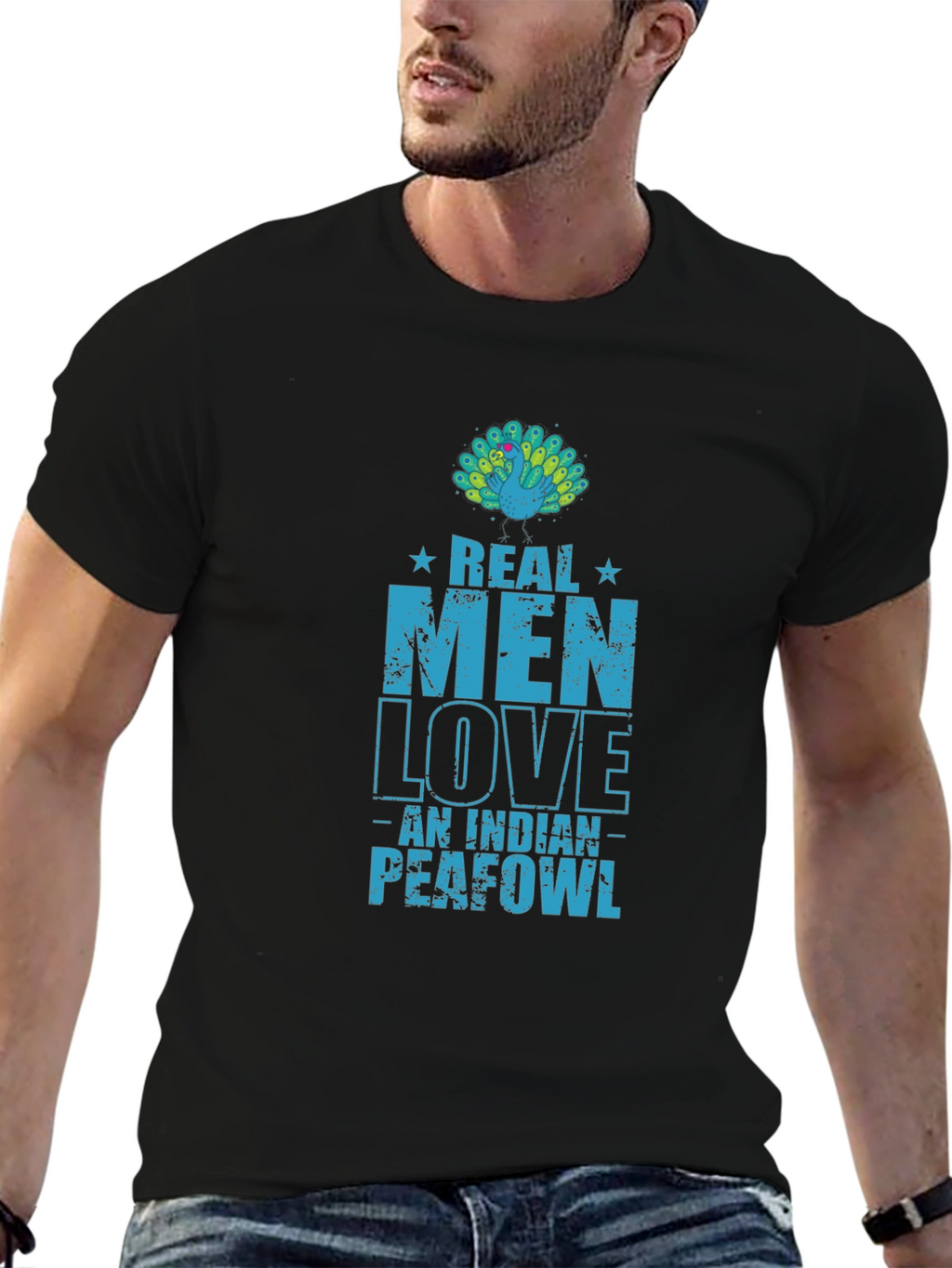 Real Men Love Indian Peafowl T-Shirt
