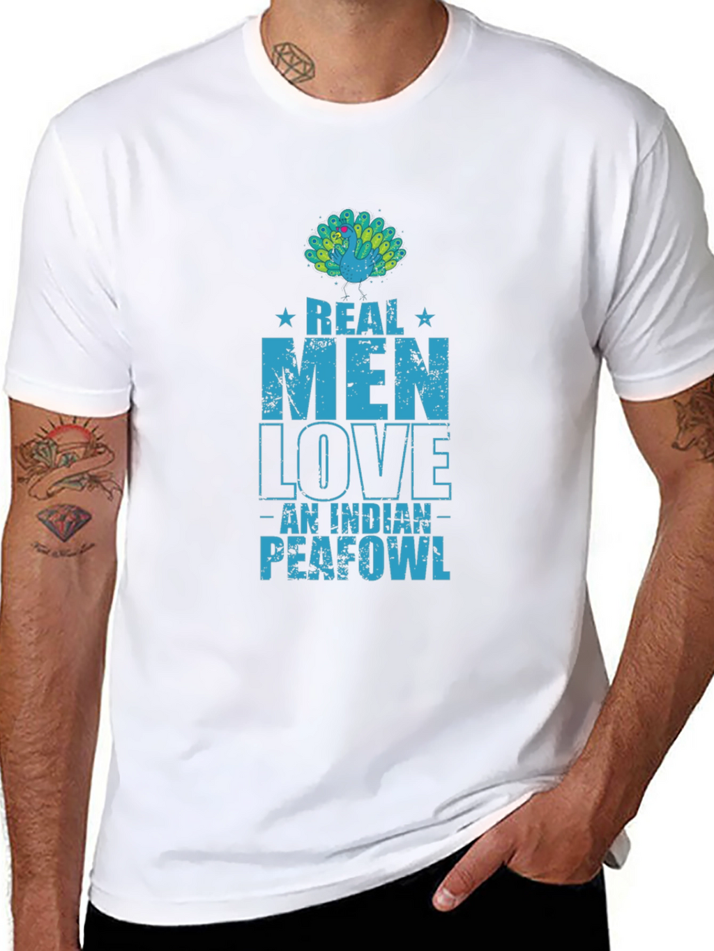 Real Men Love Indian Peafowl T-Shirt