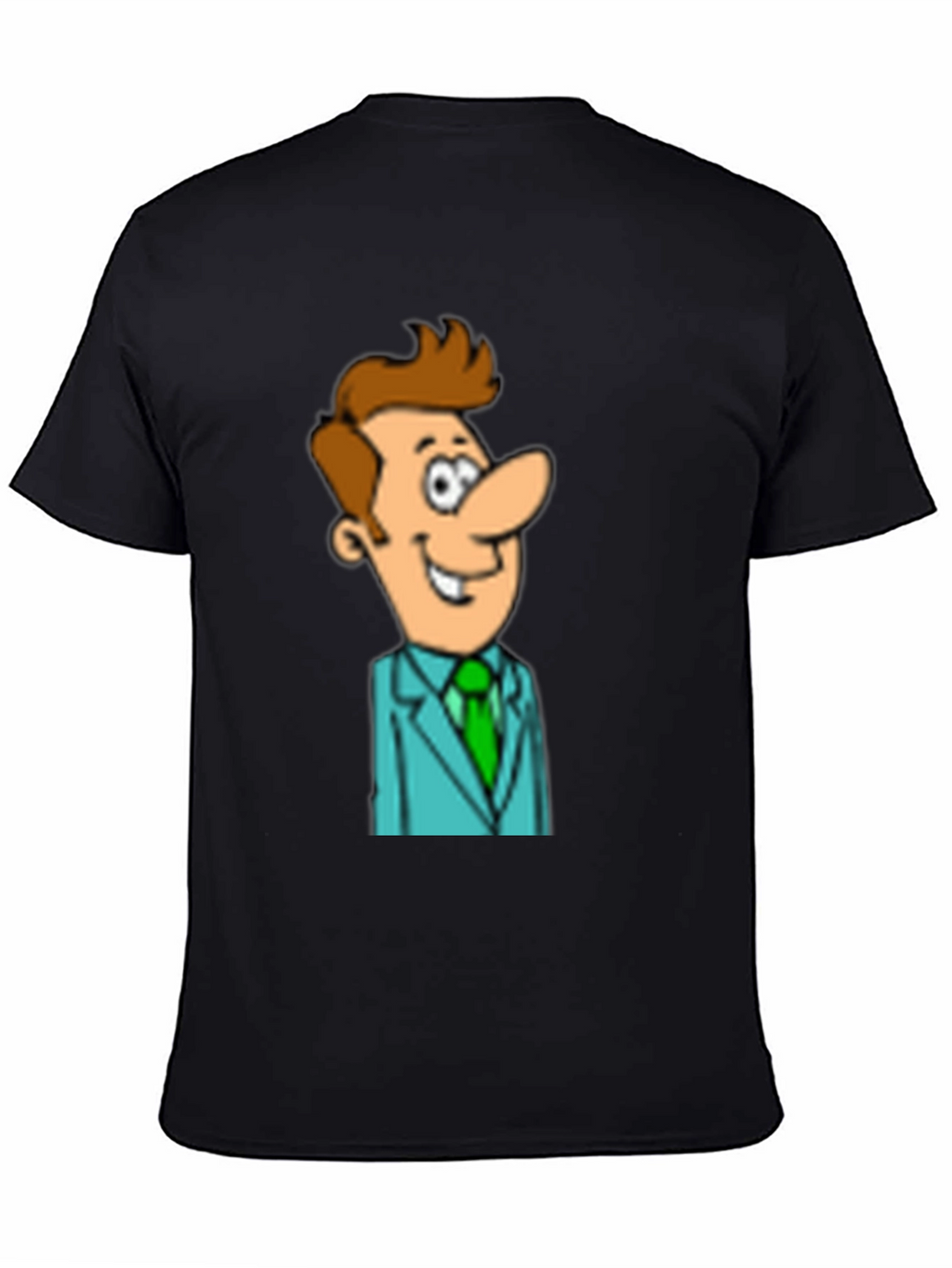 Cartoon Man in Suit Graphic Black T-Shirt