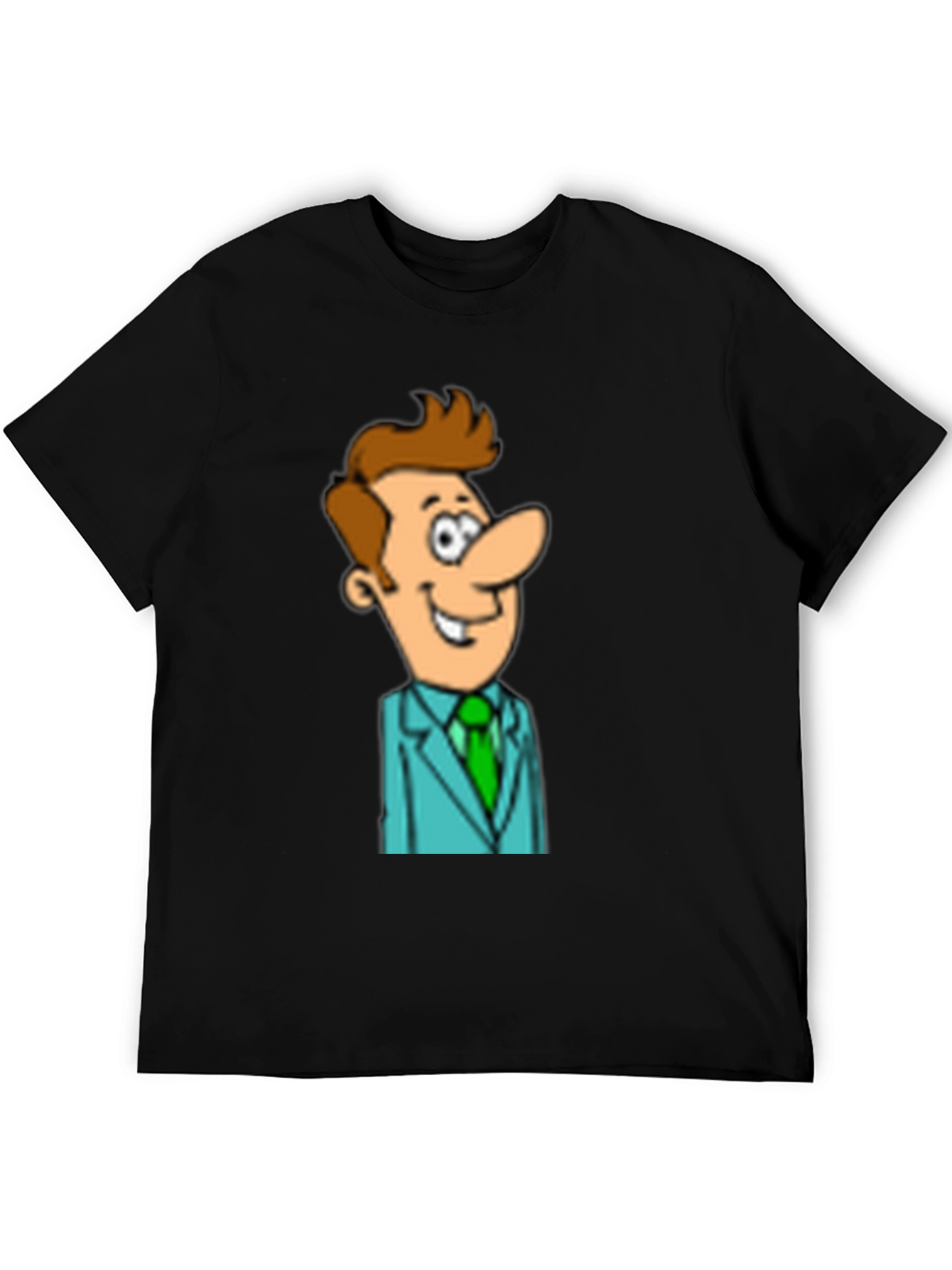 Cartoon Man in Suit Graphic Black T-Shirt