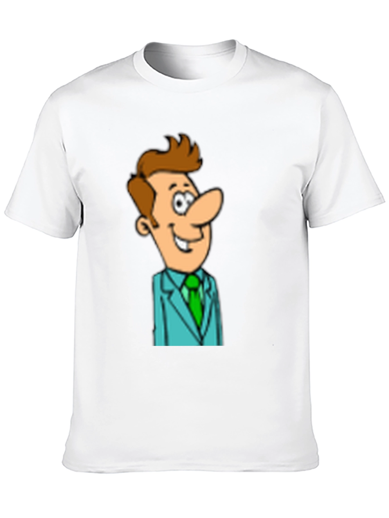 Cartoon Man in Suit Graphic Black T-Shirt