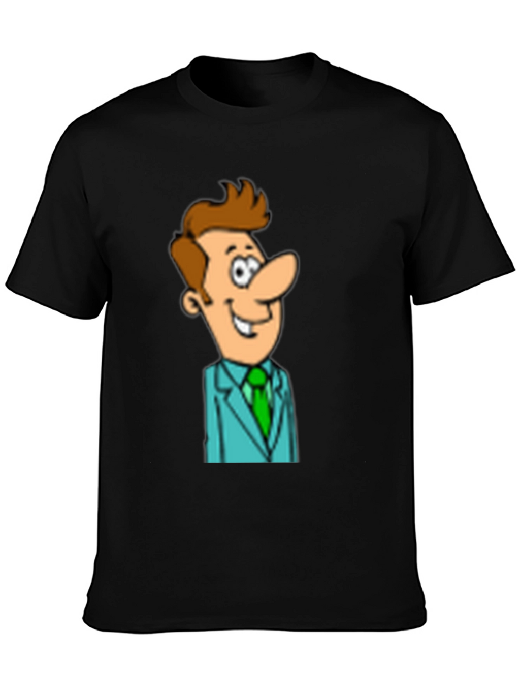 Cartoon Man in Suit Graphic Black T-Shirt
