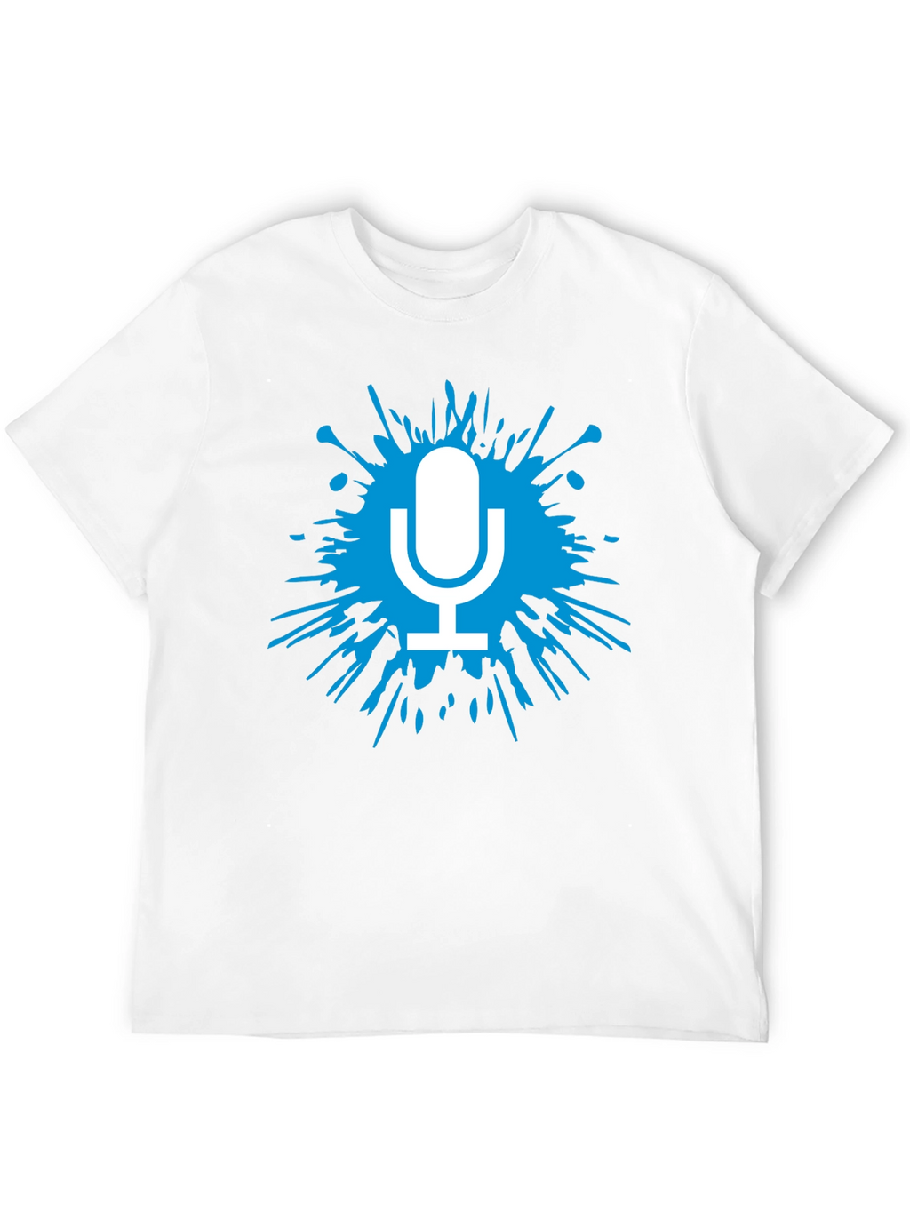 Mens Black T-Shirt with Microphone Splash Graphic