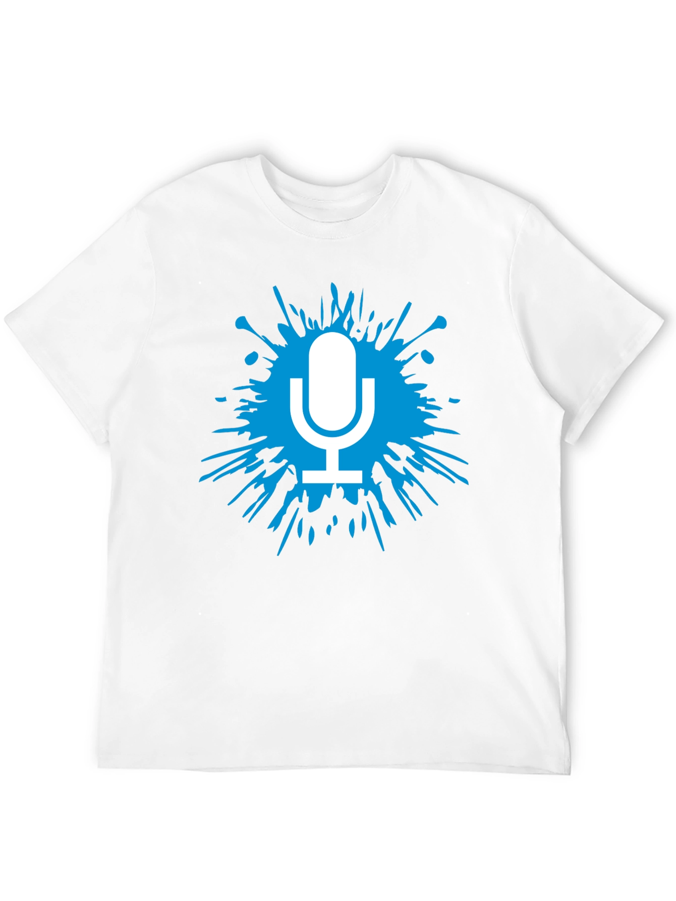 Mens Black T-Shirt with Microphone Splash Graphic