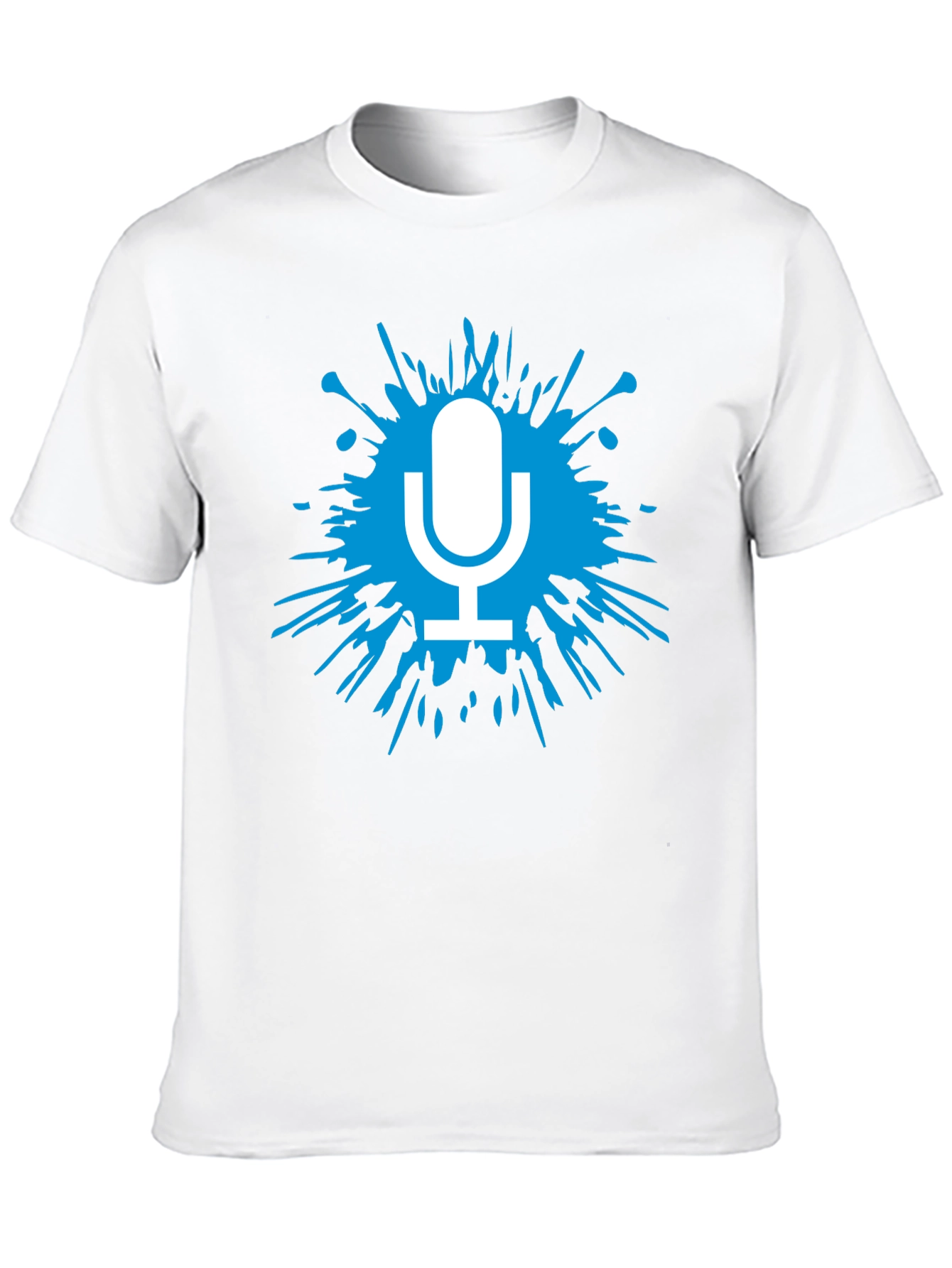 Mens Black T-Shirt with Microphone Splash Graphic