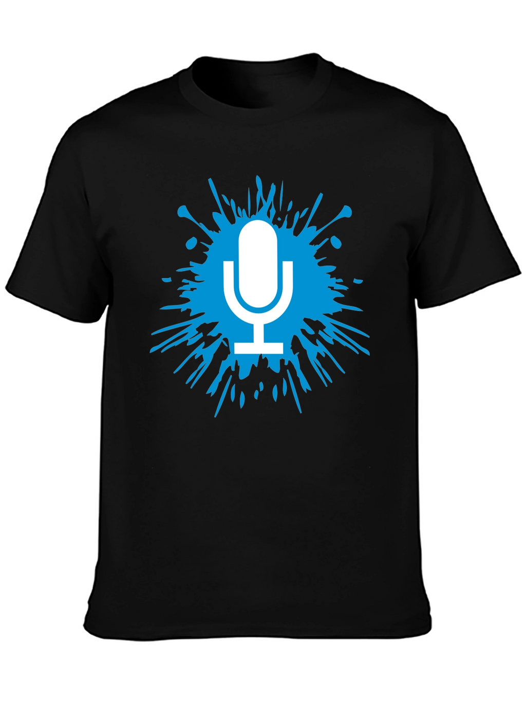 Mens Black T-Shirt with Microphone Splash Graphic