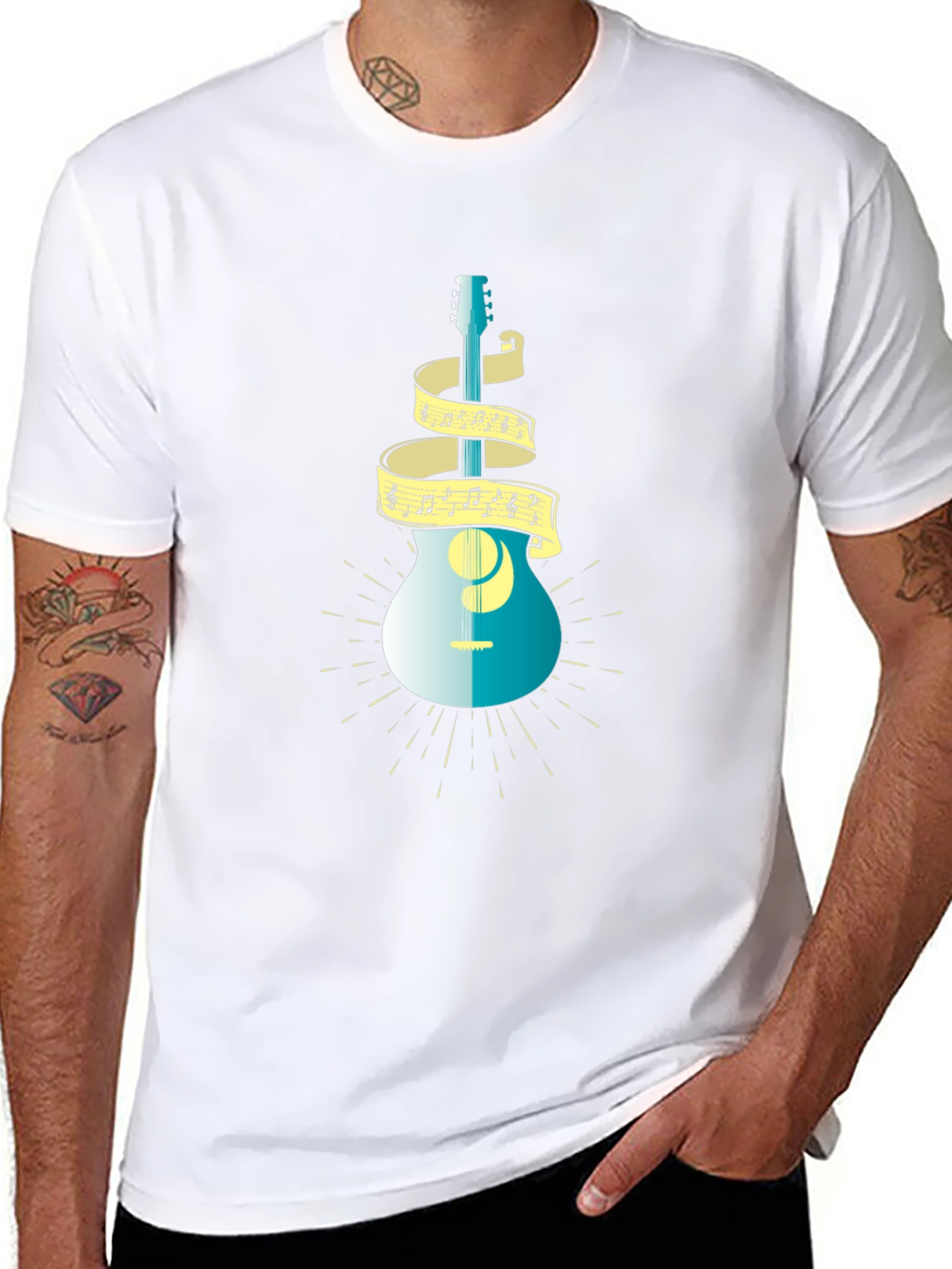 Guitar and Music Note T-Shirt