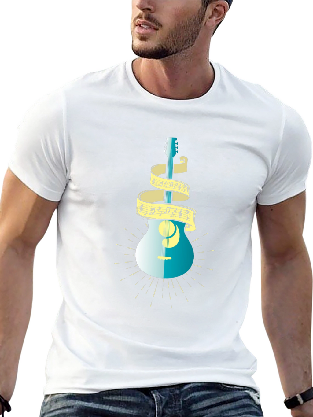 Guitar and Music Note T-Shirt