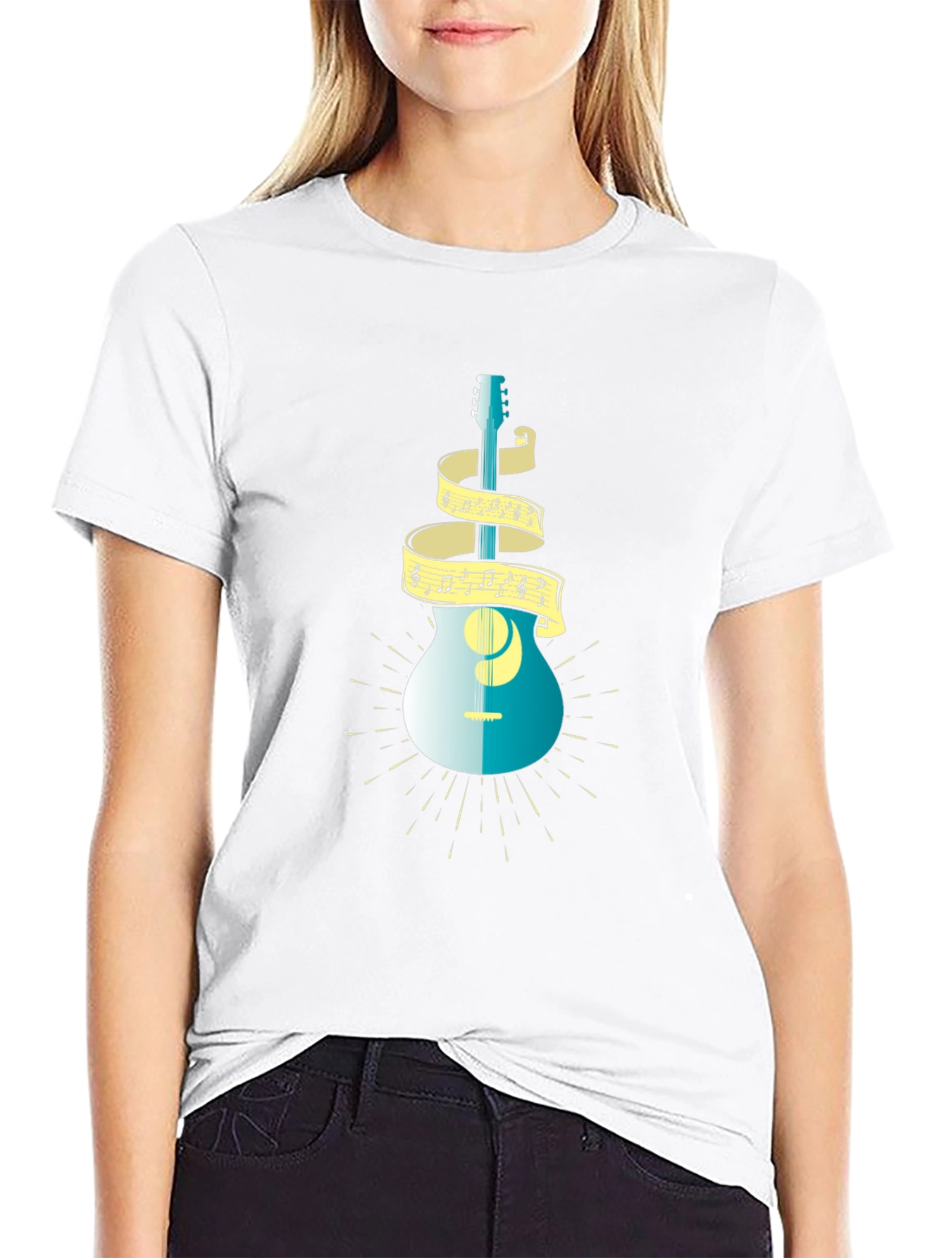 Guitar and Music Note T-Shirt