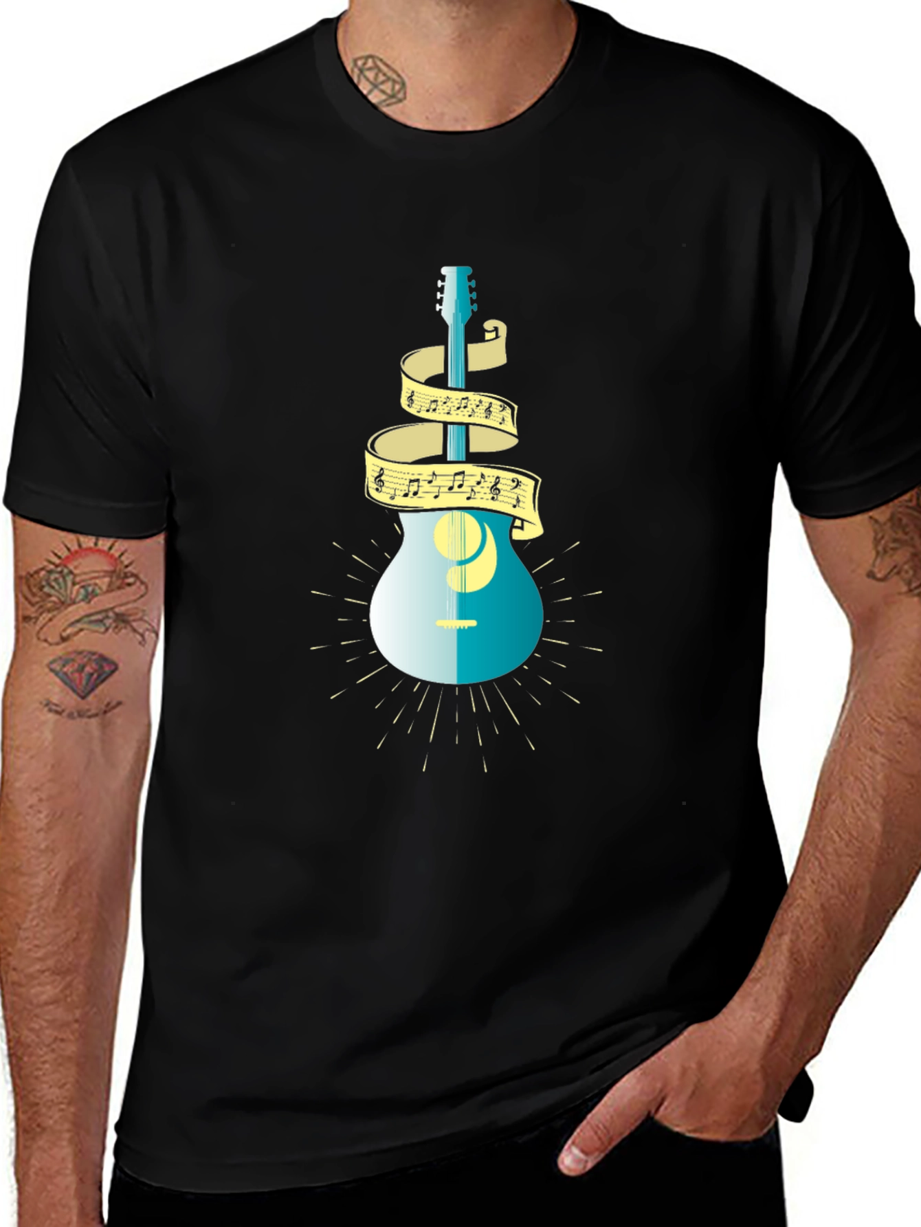 Guitar and Music Note T-Shirt