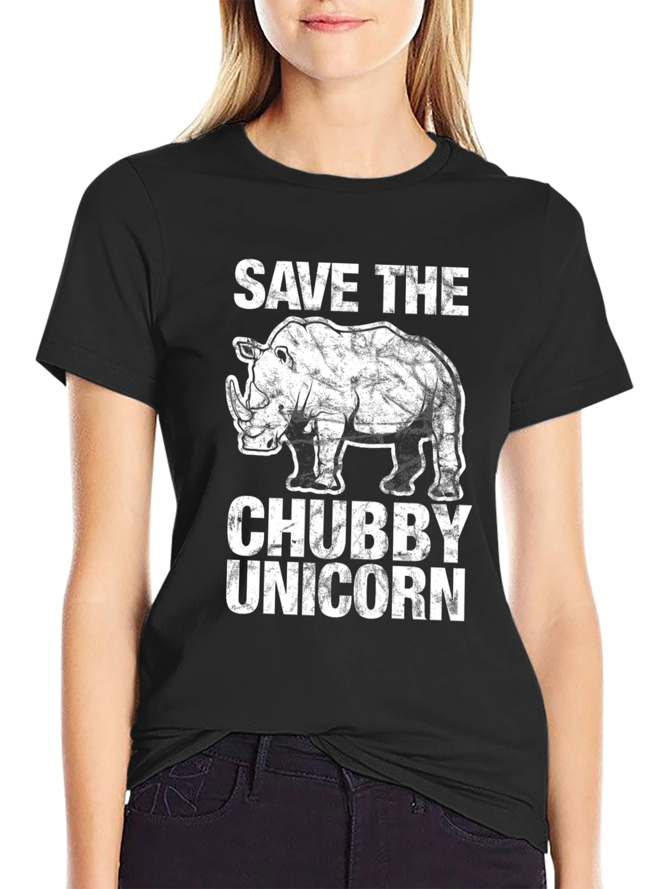 Save the Chubby Unicorn T-Shirt - Rhino Graphic Tee