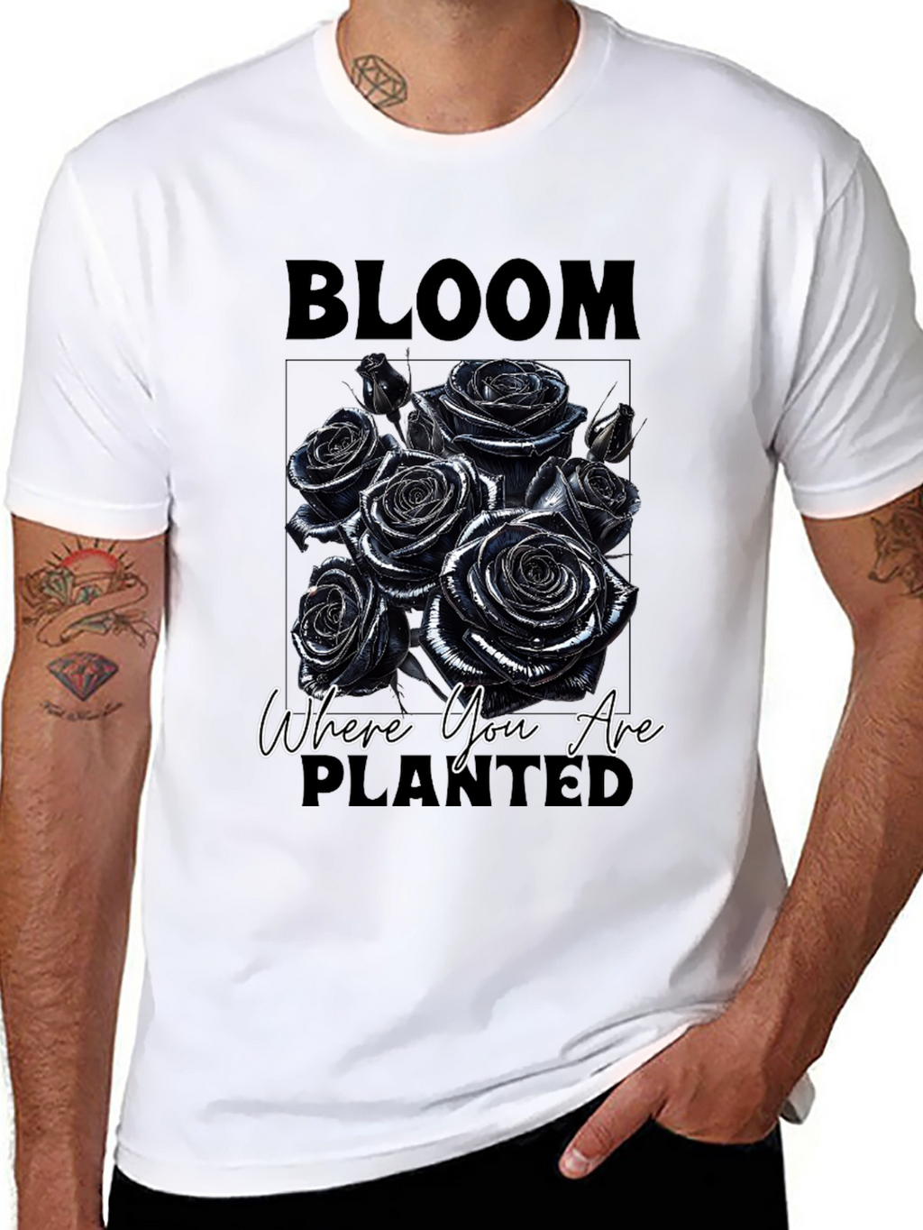 Bloom Where You Are Planted Roses T-Shirt