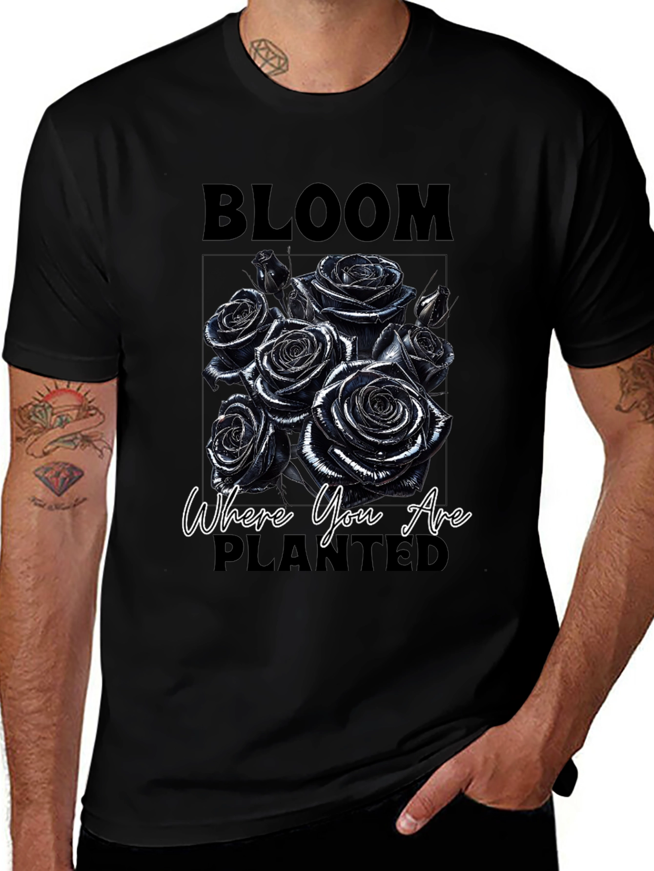 Bloom Where You Are Planted Roses T-Shirt
