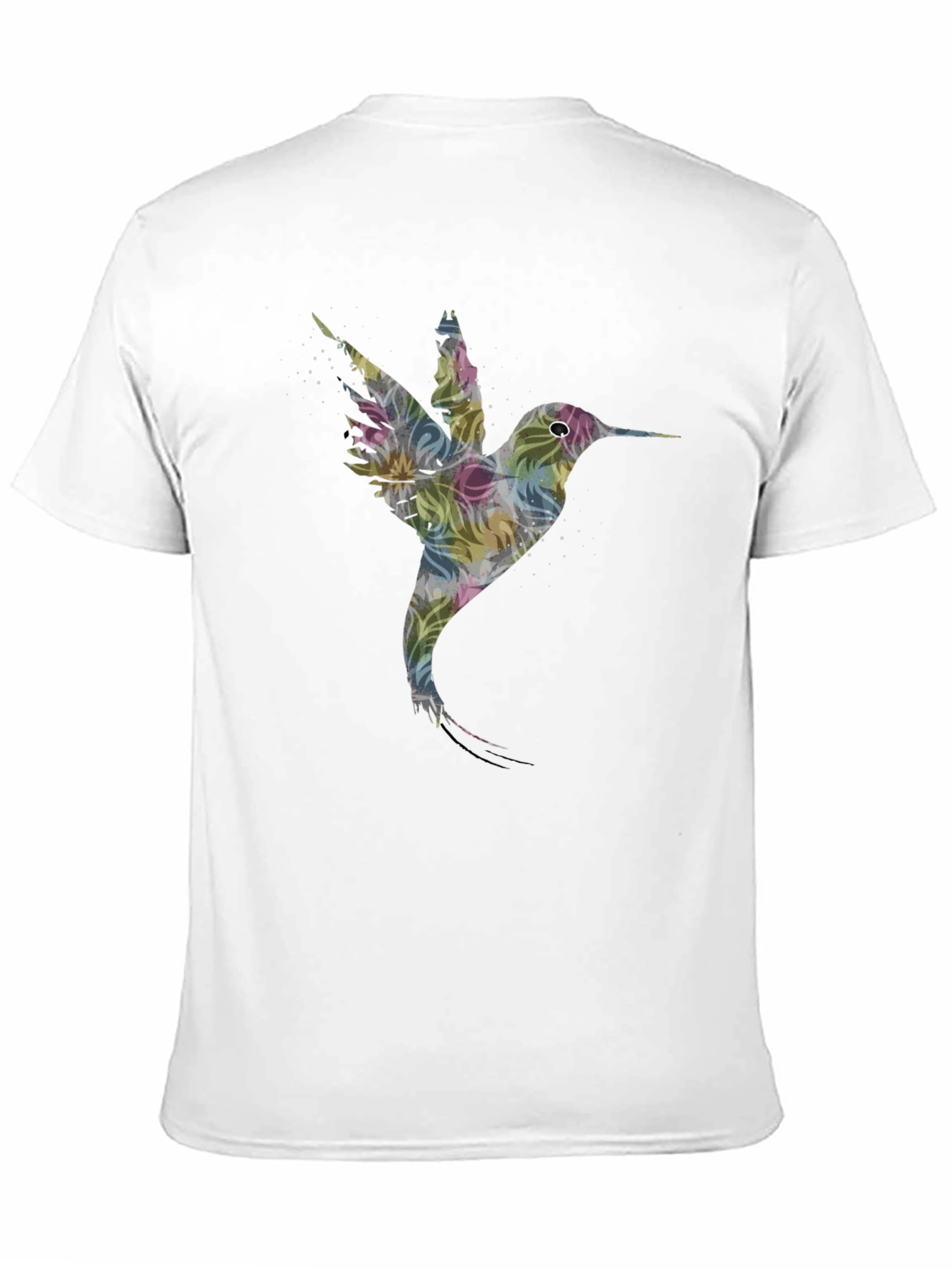 Hummingbird Floral Print Black T-Shirt