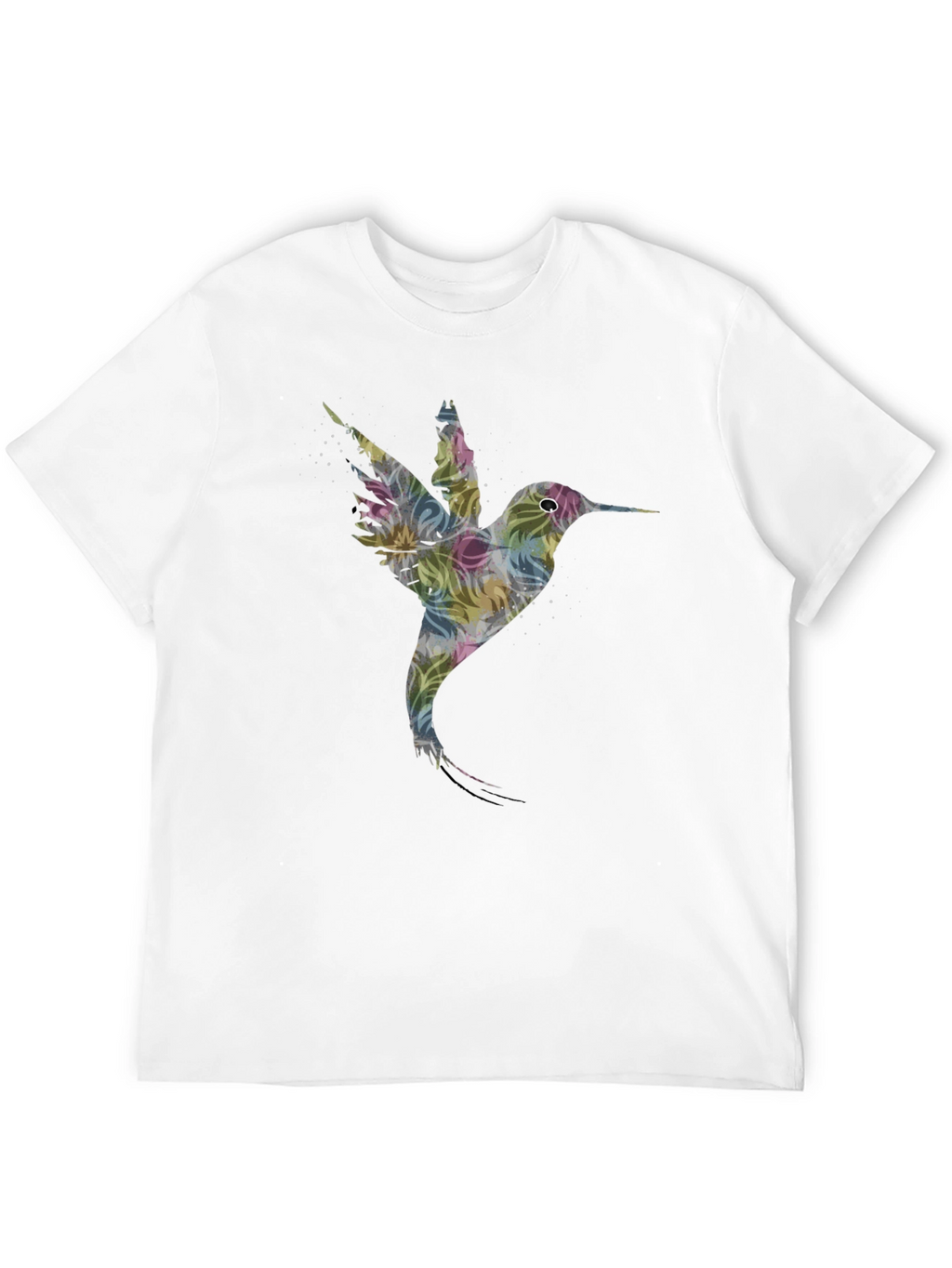 Hummingbird Floral Print Black T-Shirt