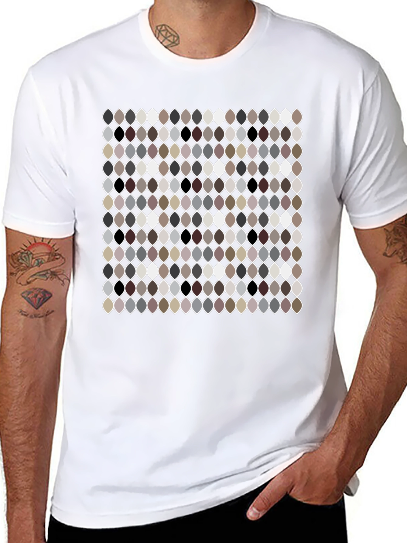 Patterned Ogee Print Black T-Shirt