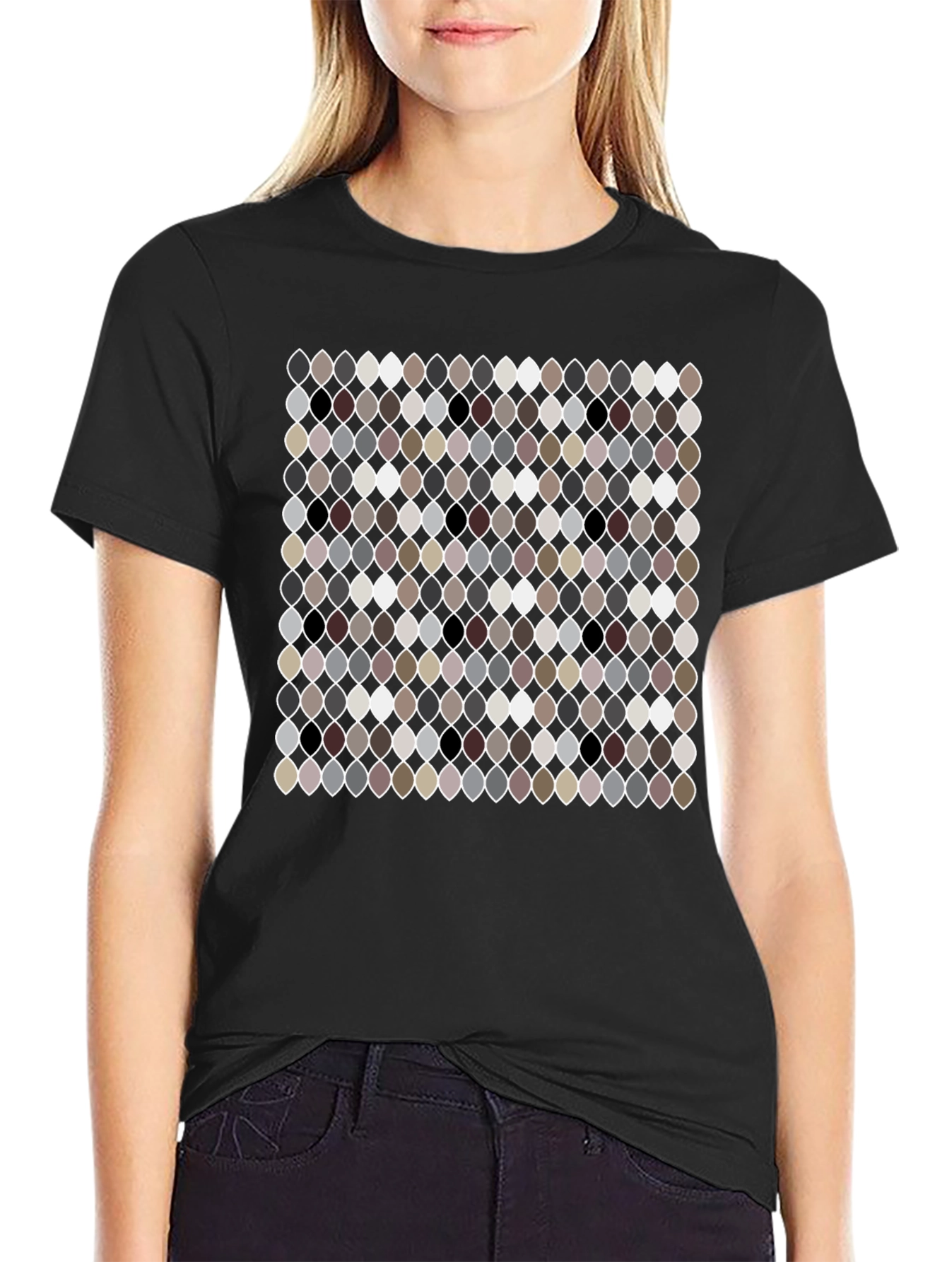 Patterned Ogee Print Black T-Shirt