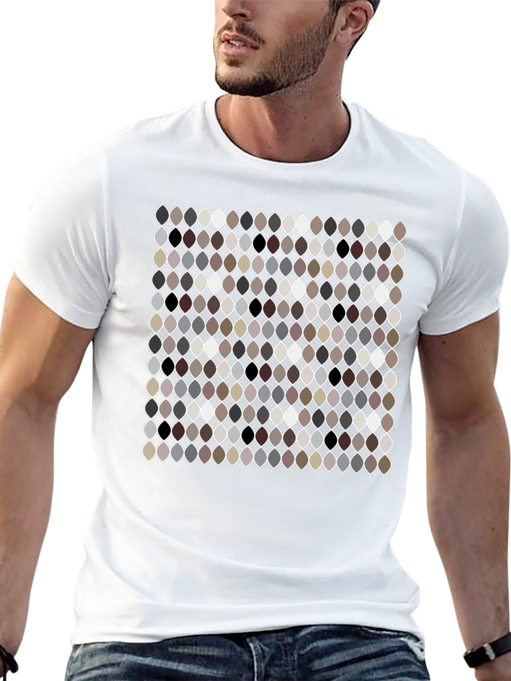 Patterned Ogee Print Black T-Shirt