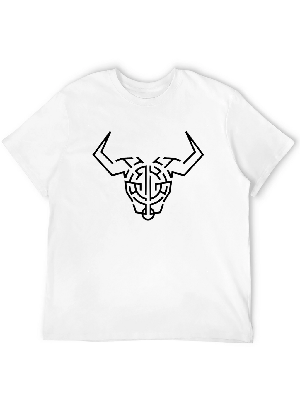 Geometric Bull Head Graphic Tee - Black
