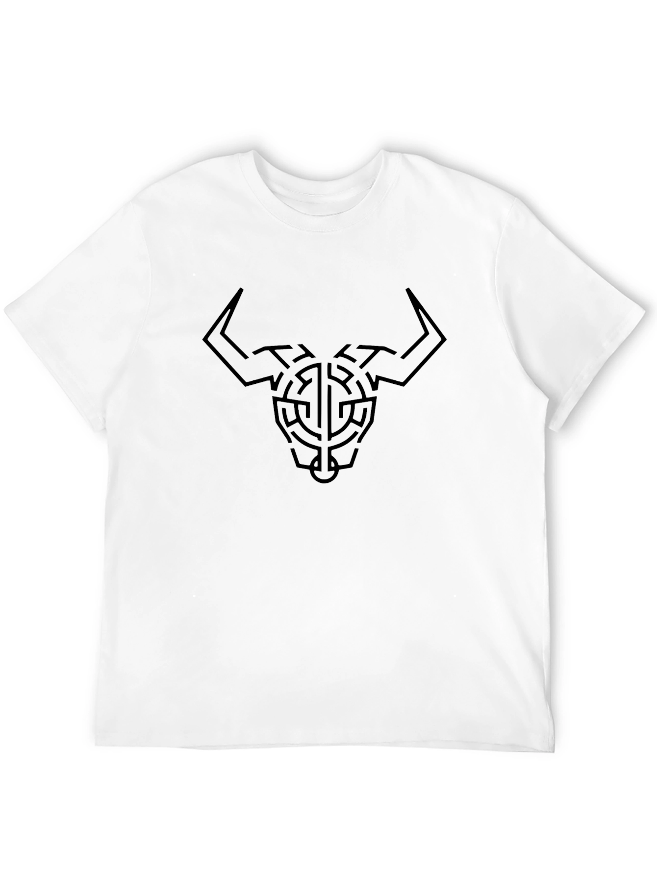 Geometric Bull Head Graphic Tee - Black