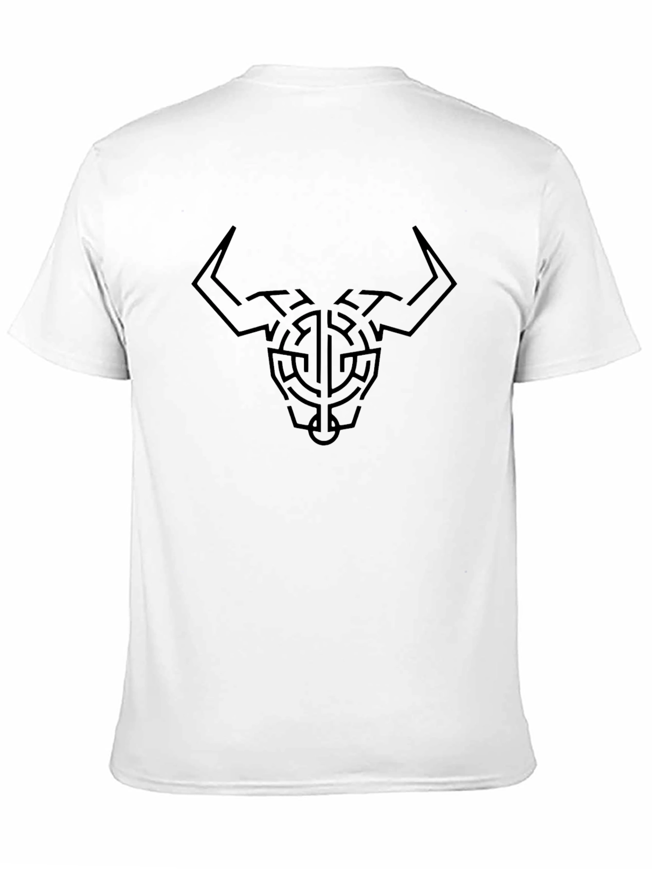 Geometric Bull Head Graphic Tee - Black