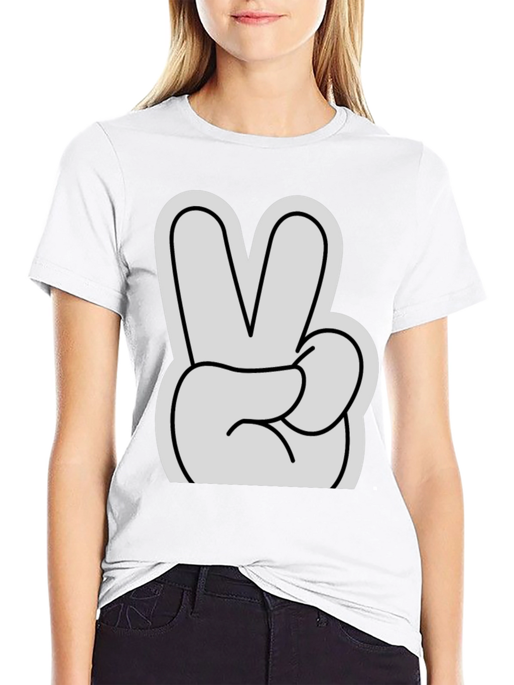 Peace Sign T-Shirt - Black Cotton Casual Tee