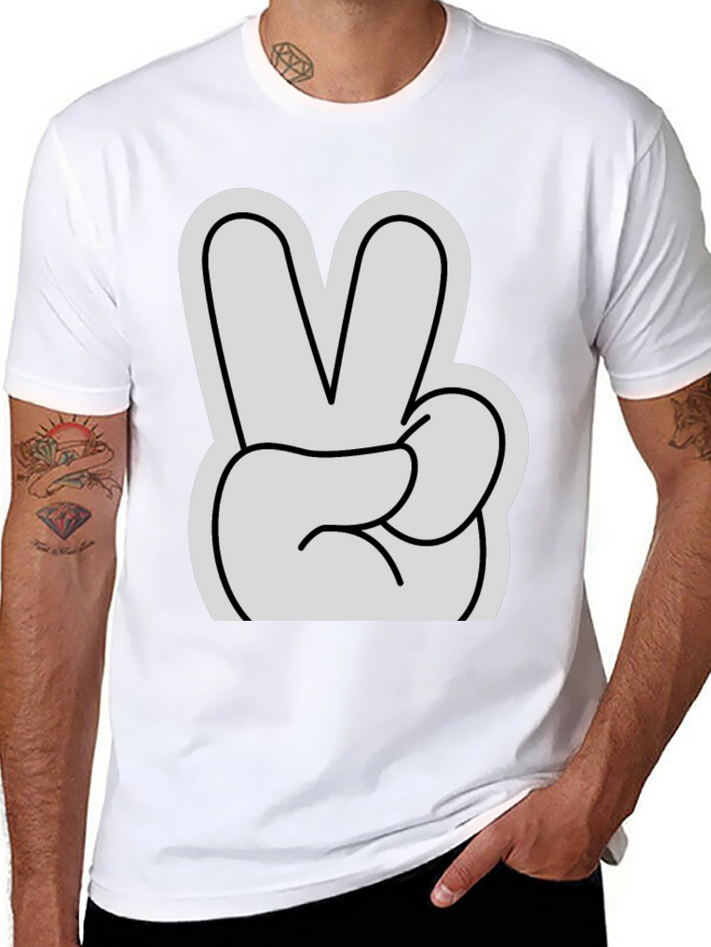 Peace Sign T-Shirt - Black Cotton Casual Tee