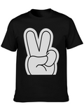 Peace Sign T-Shirt - Black Cotton Casual Tee