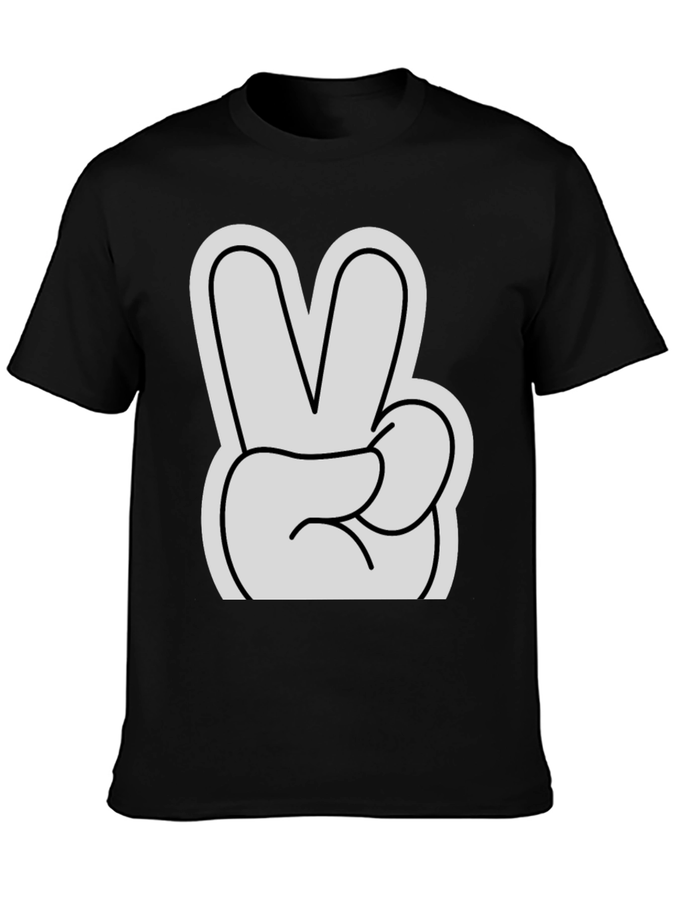 Peace Sign T-Shirt - Black Cotton Casual Tee