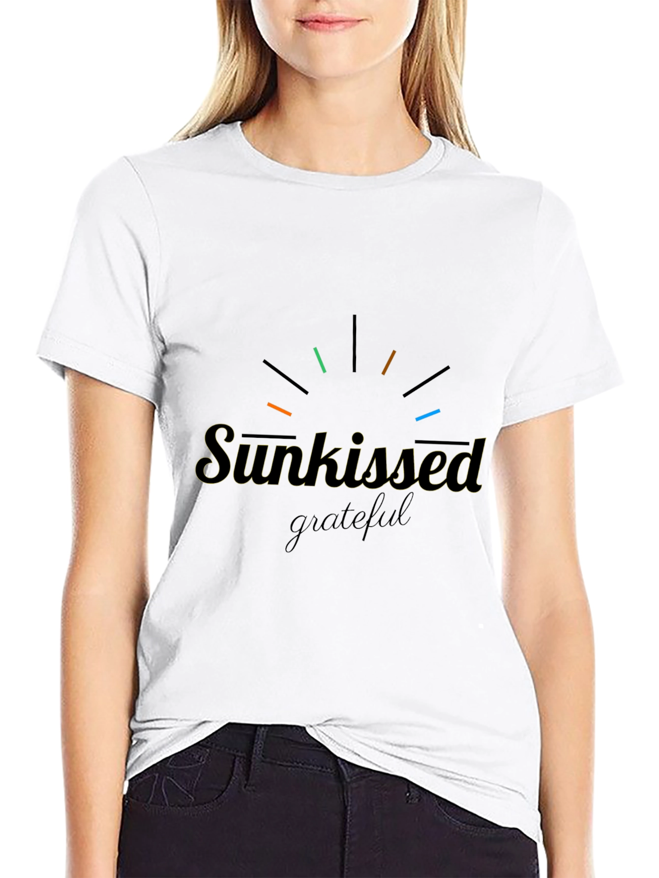 Sunkissed Grateful Graphic Tee - Black Crew Neck Shirt
