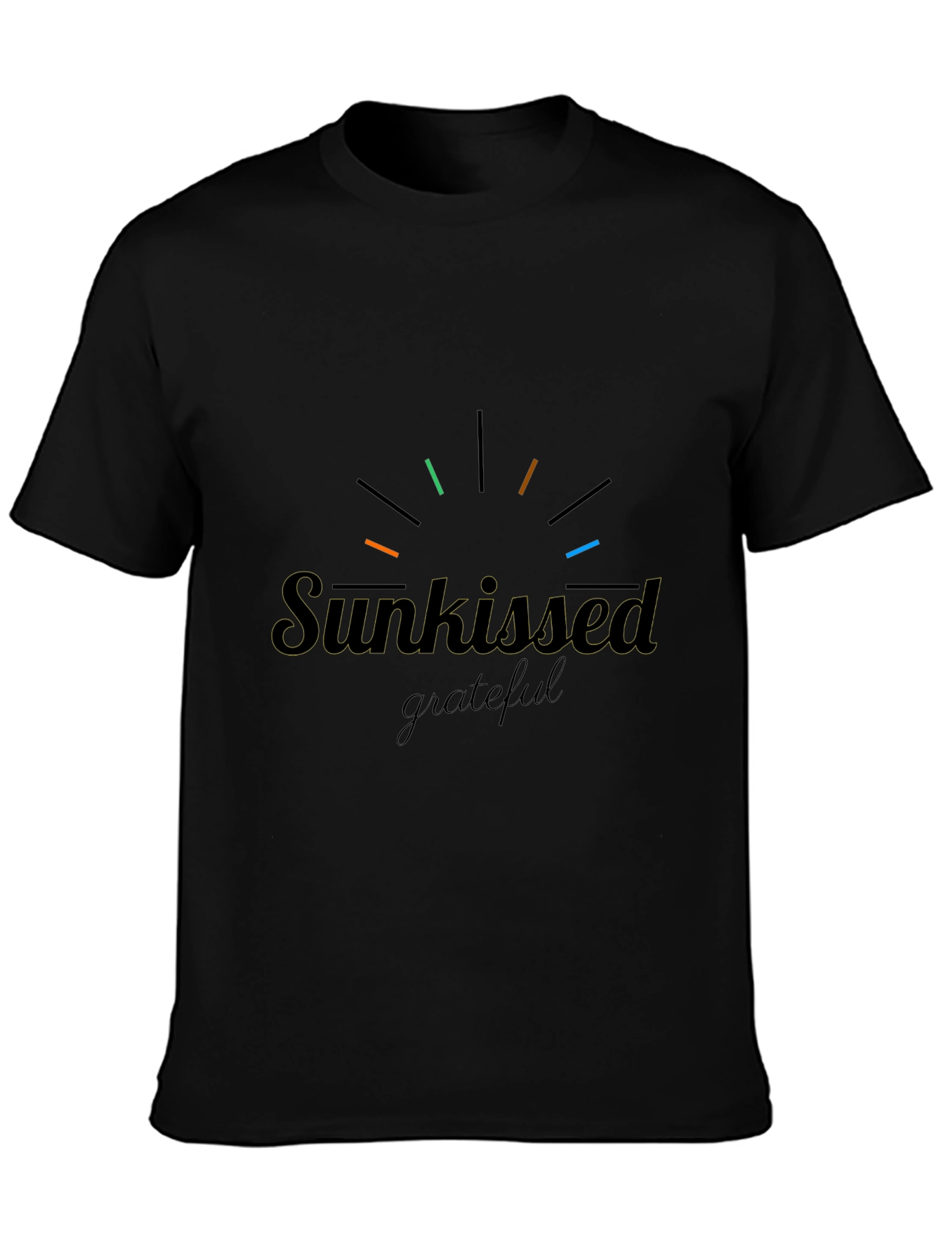 Sunkissed Grateful Graphic Tee - Black Crew Neck Shirt