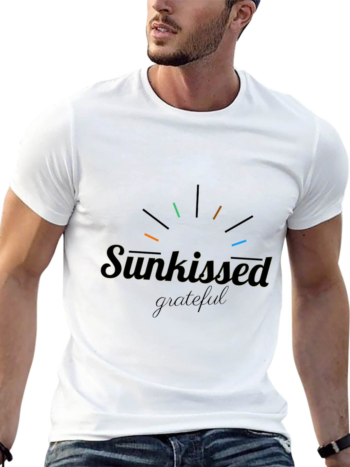 Sunkissed Grateful Graphic Tee - Black Crew Neck Shirt