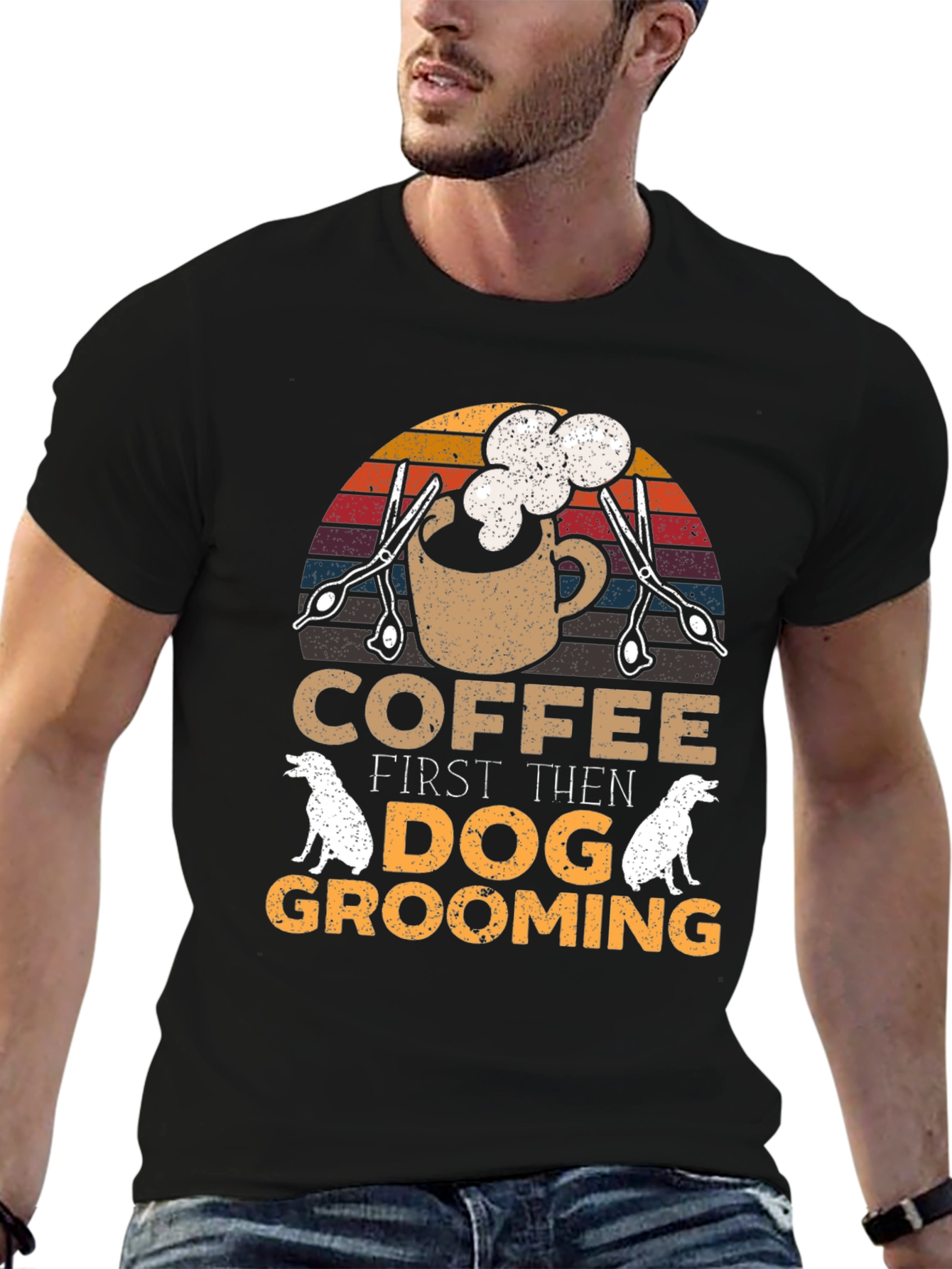 Coffee Then Dog Grooming Graphic Tee