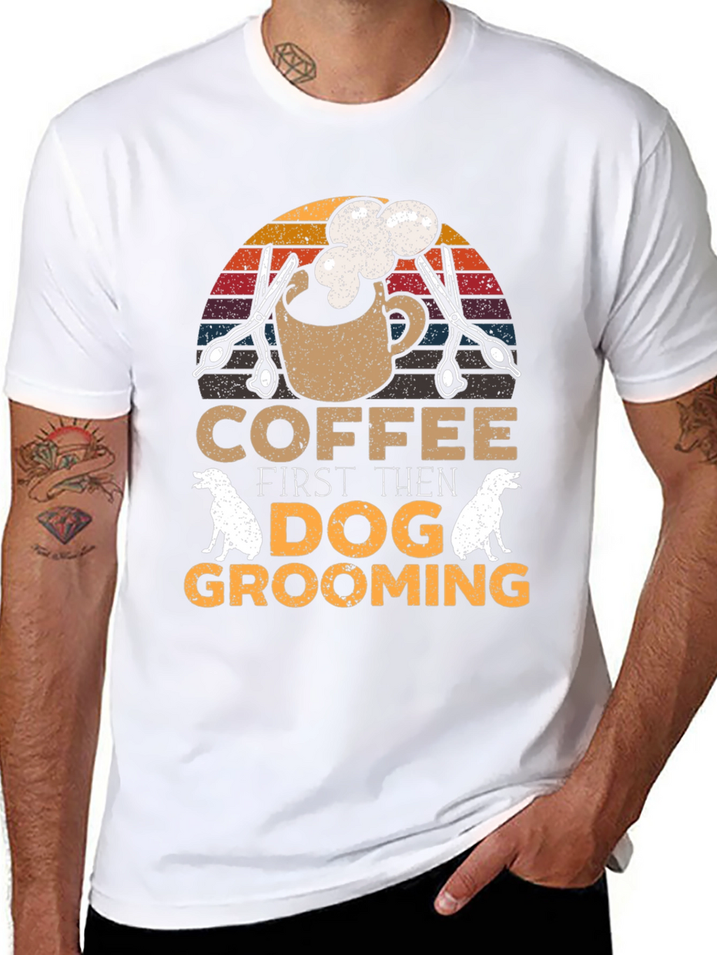 Coffee Then Dog Grooming Graphic Tee