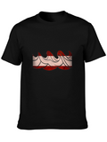 Stylish Black Tee with Wave Design