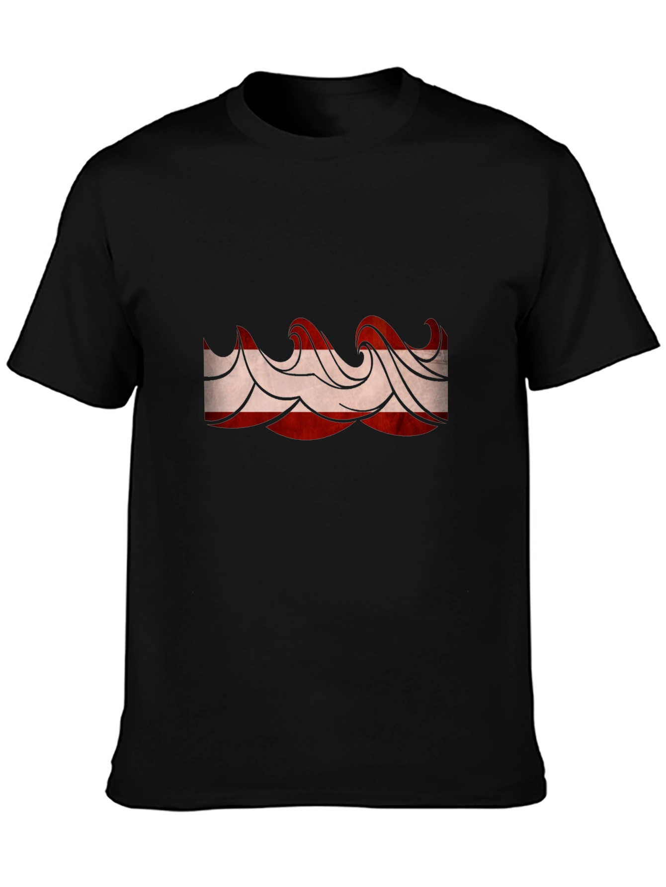 Stylish Black Tee with Wave Design
