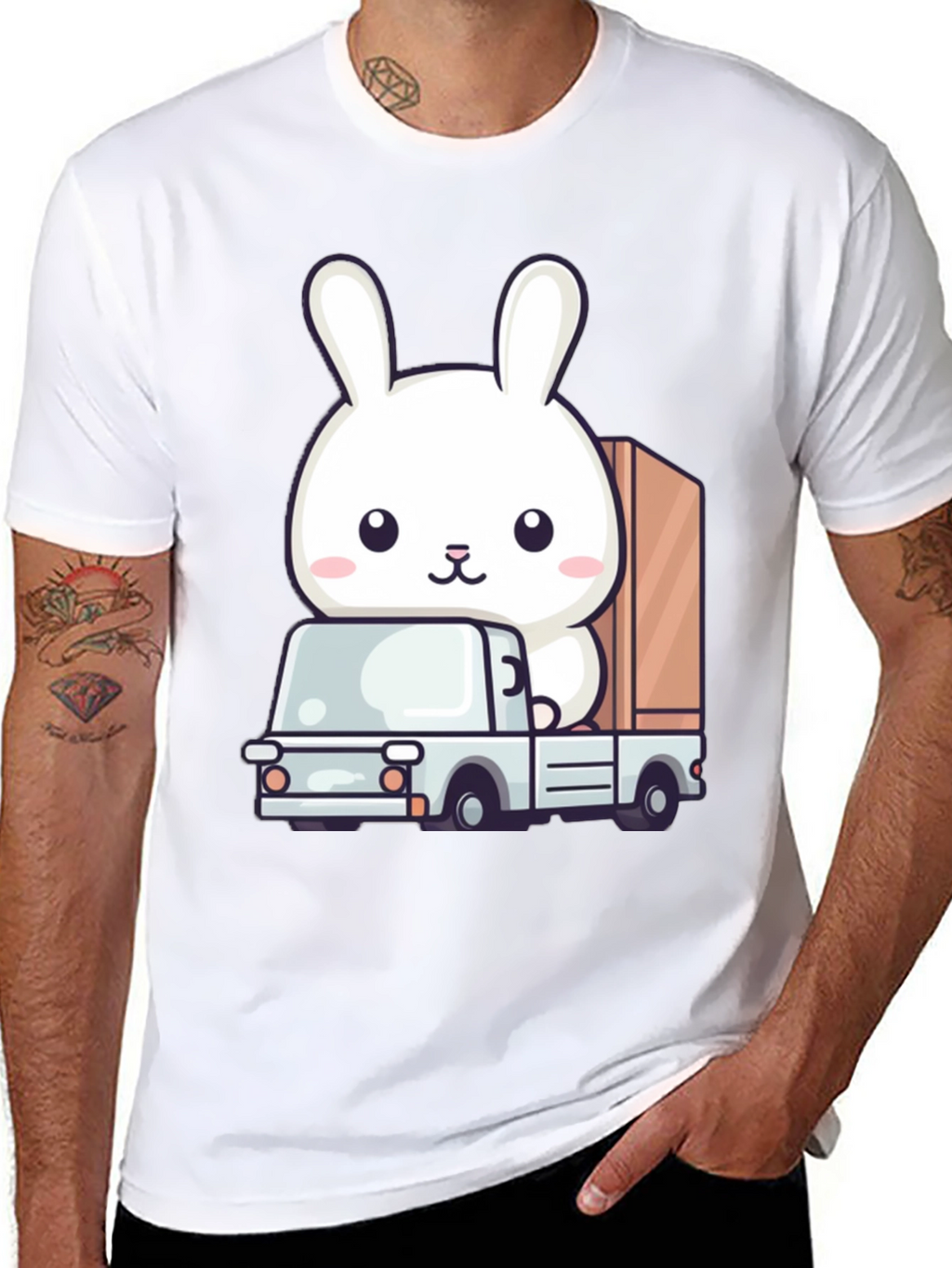Bunny Truck Graphic Tee - Cute Animal Lover Shirt