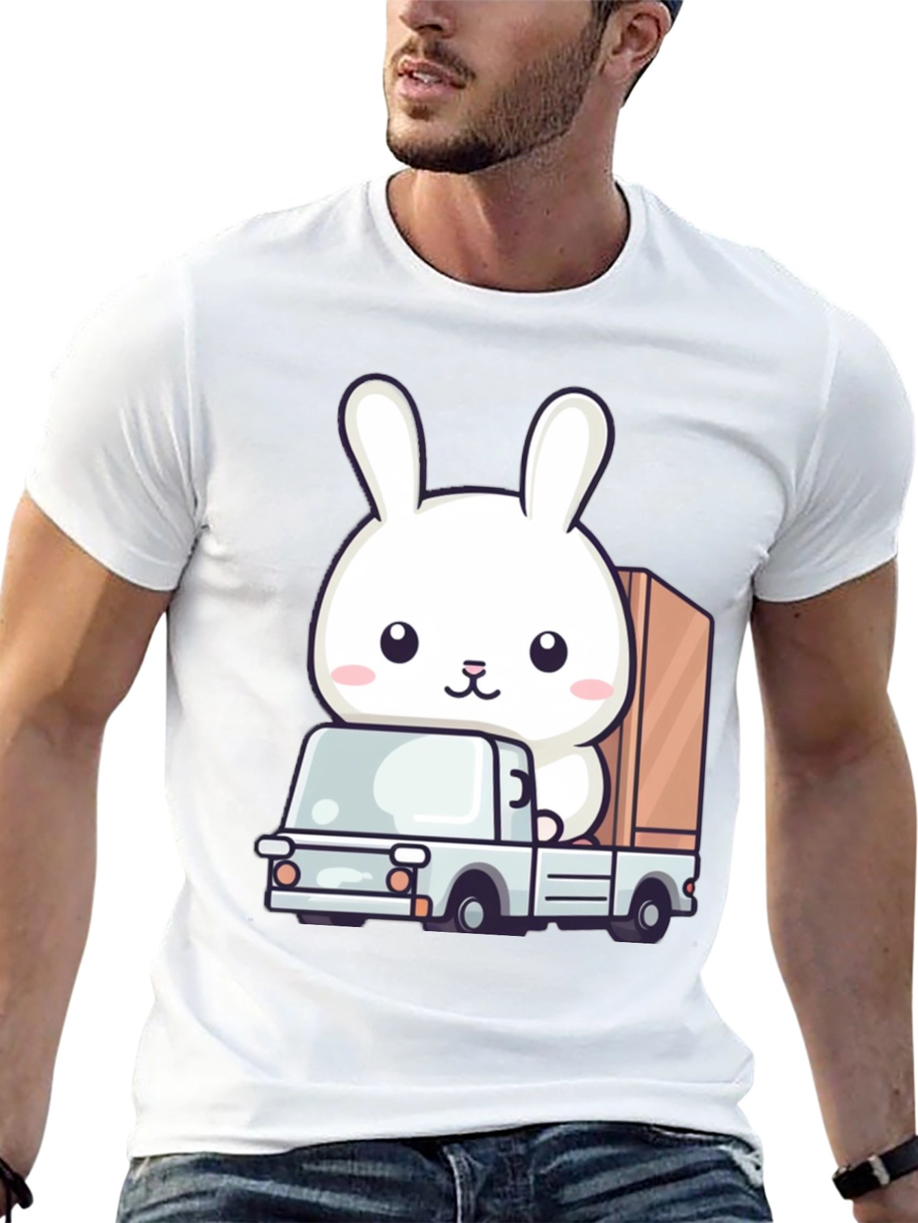 Bunny Truck Graphic Tee - Cute Animal Lover Shirt