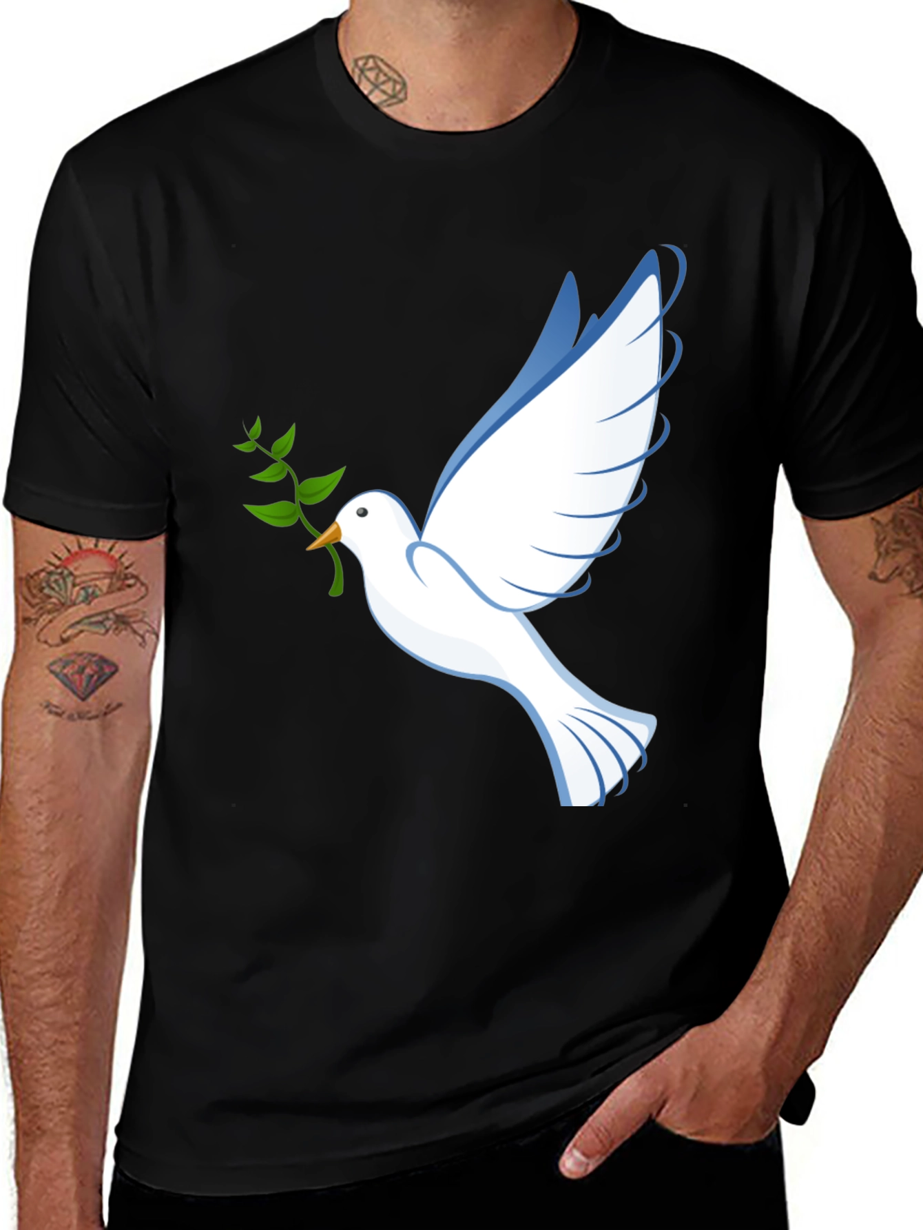 Peace Dove Graphic Tee - Black Comfort Fit