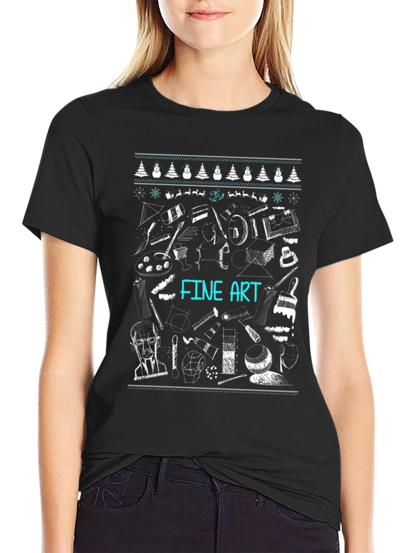 Fine Art Christmas Sweater Pattern T-Shirt