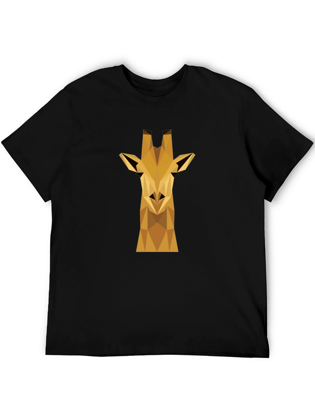 Geometric Giraffe Graphic Tee - Black Cotton Shirt