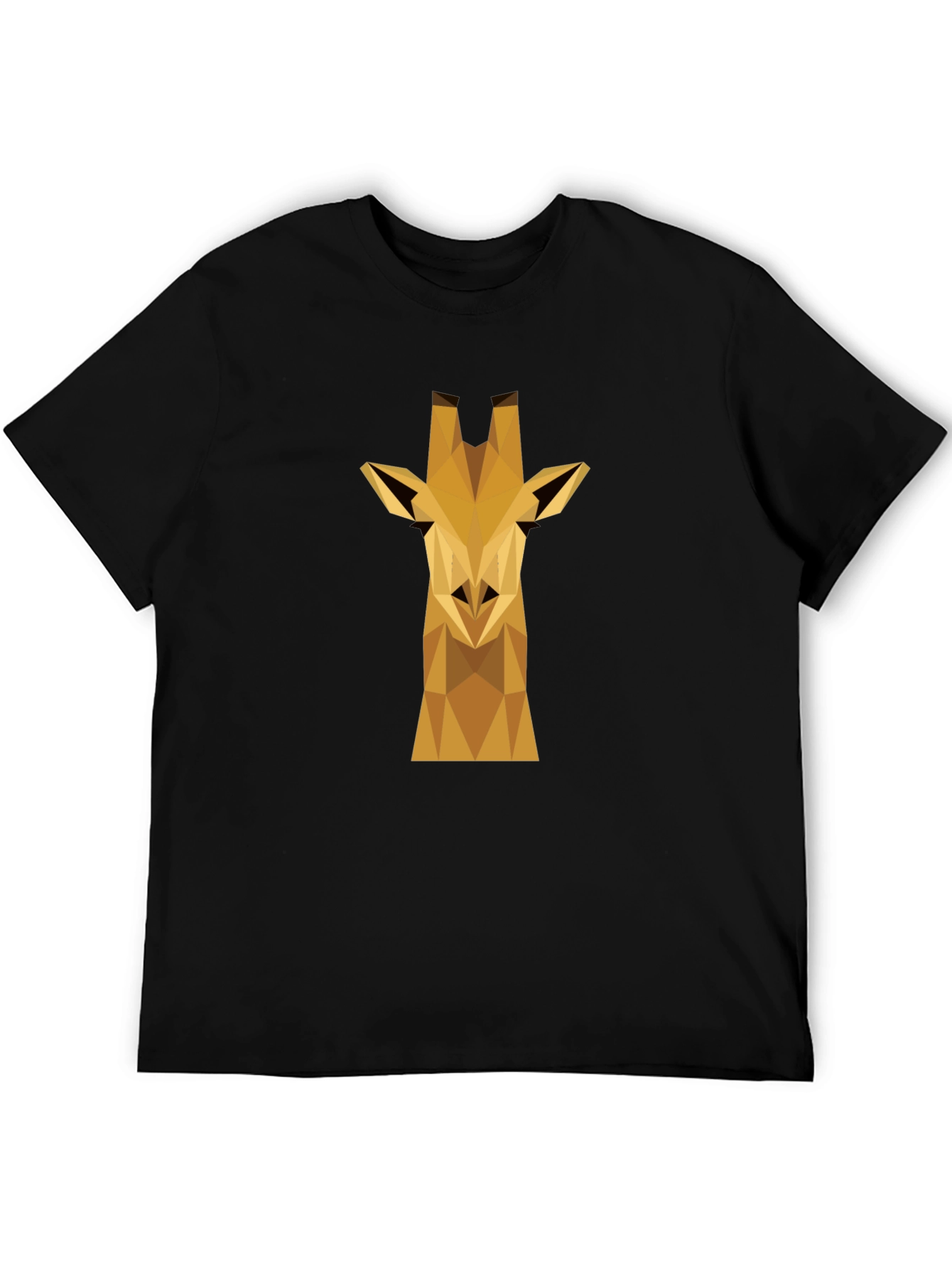 Geometric Giraffe Graphic Tee - Black Cotton Shirt