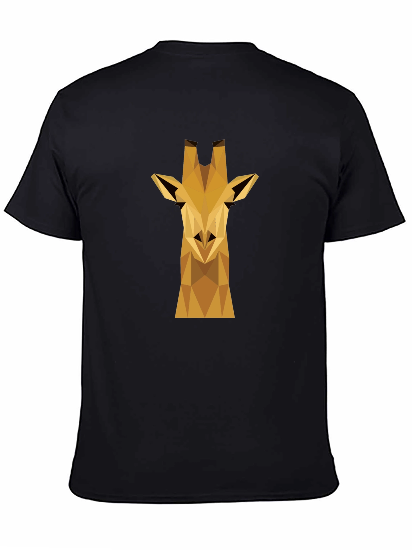 Geometric Giraffe Graphic Tee - Black Cotton Shirt