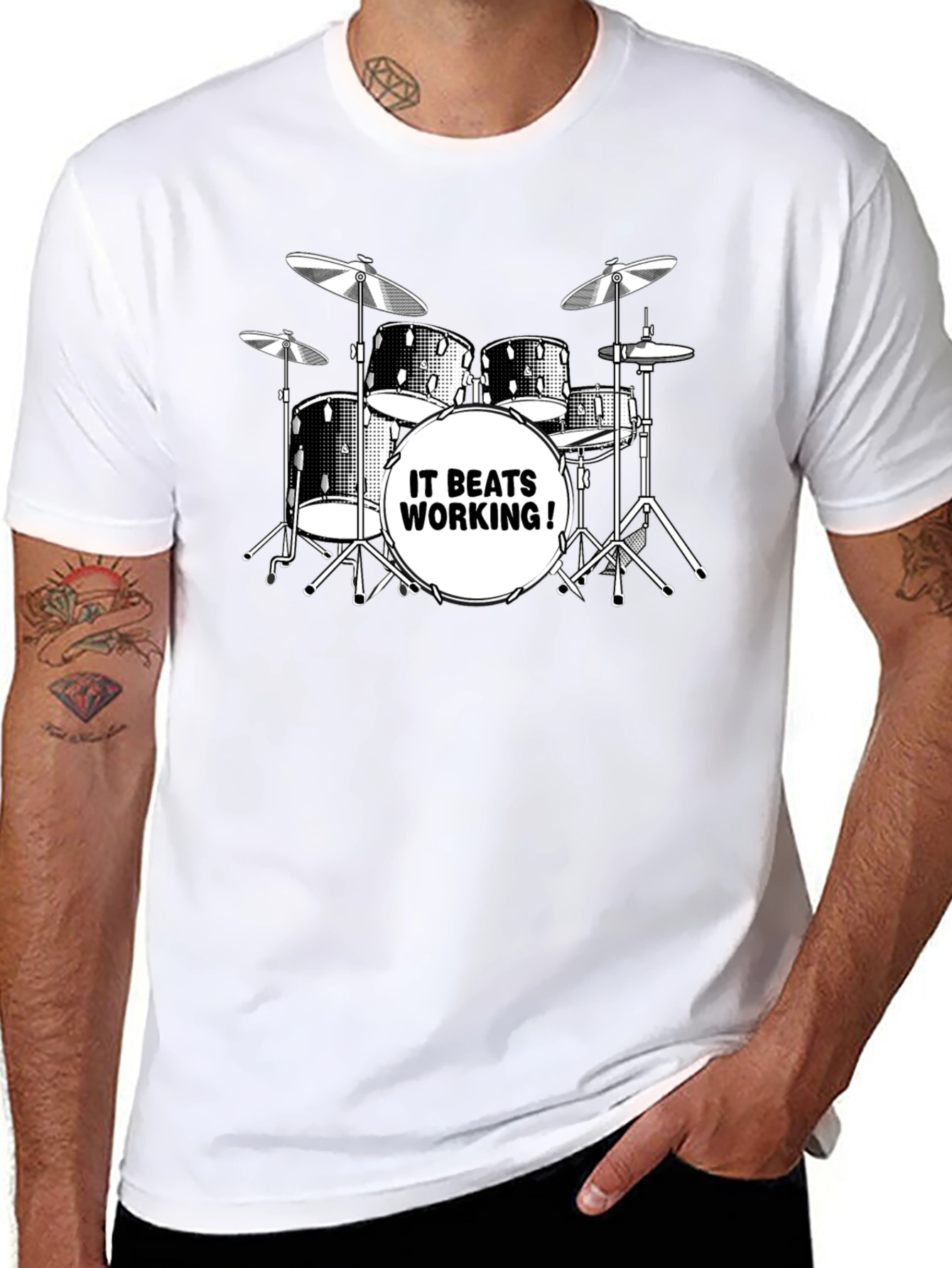 Drum Kit T-Shirt - It Beats Working!