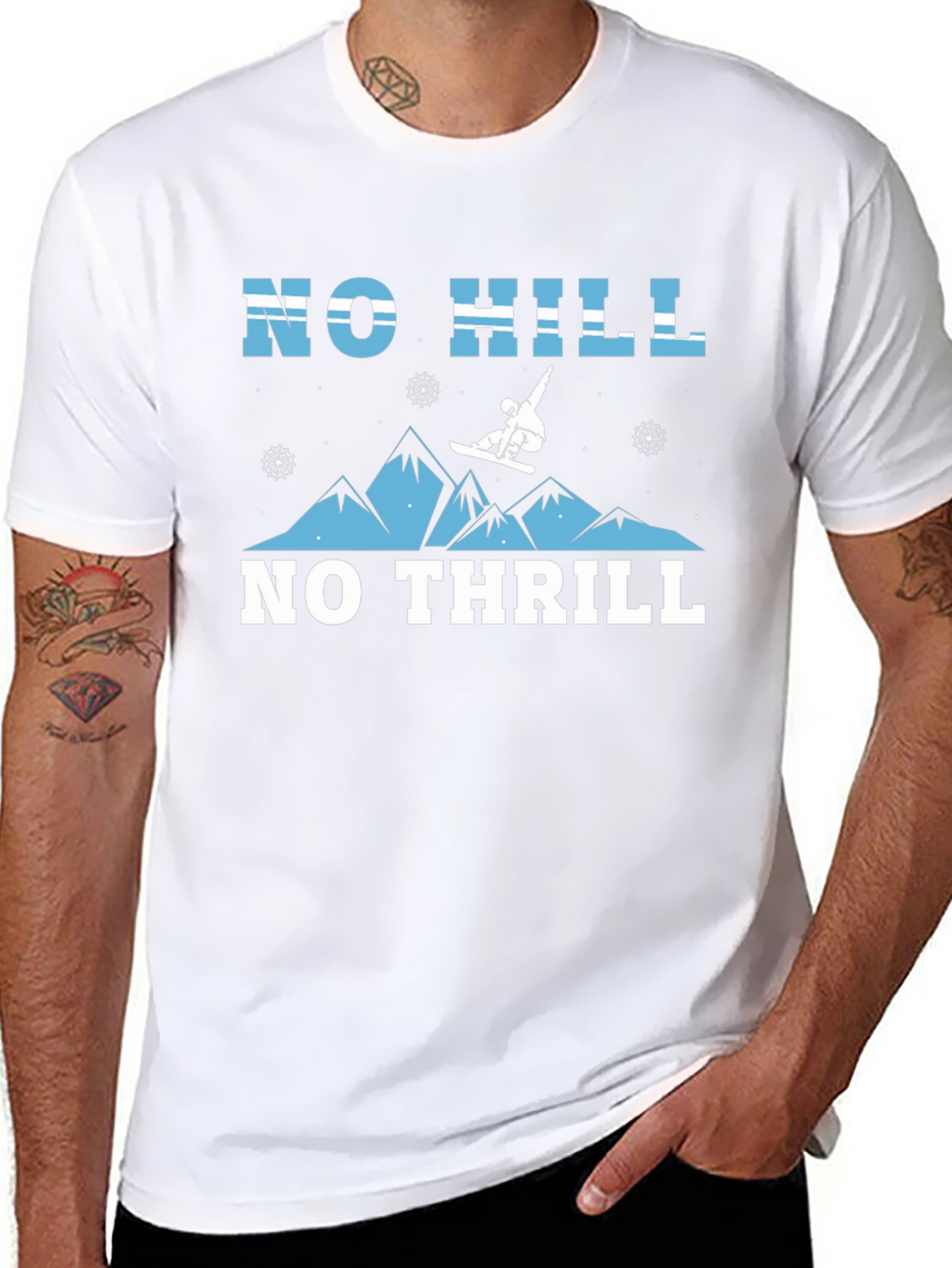 No Hill No Thrill Snowboarder Graphic T-Shirt