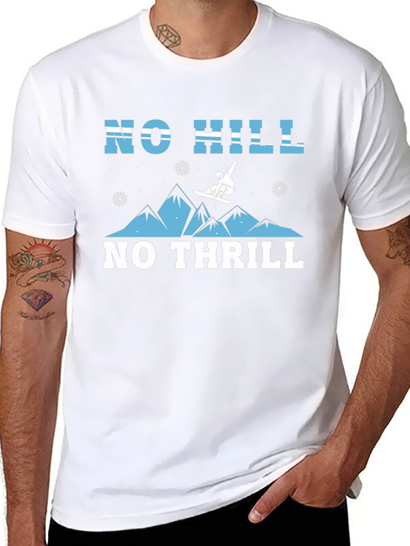 No Hill No Thrill Snowboarder Graphic T-Shirt