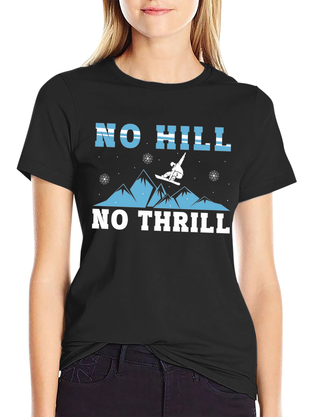 No Hill No Thrill Snowboarder Graphic T-Shirt
