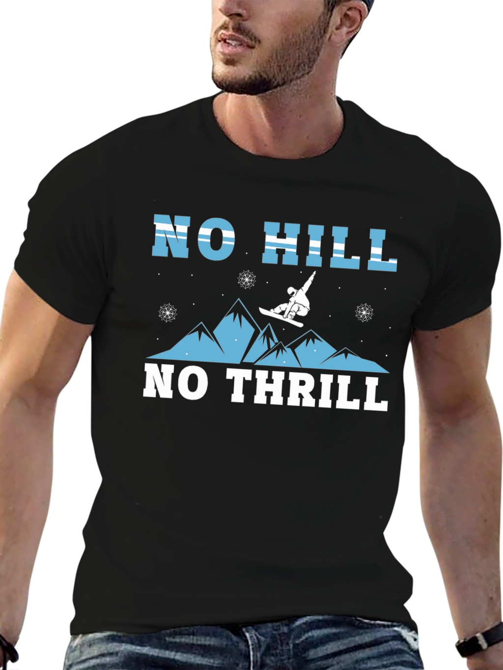 No Hill No Thrill Snowboarder Graphic T-Shirt
